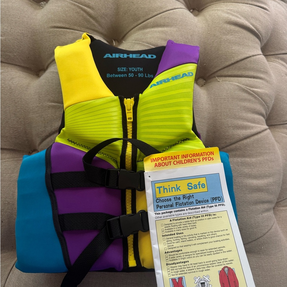 Airhead swim vest Youth NWT Swim Coverup - Vibrant Yellow, Blue, and Purple